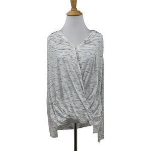 Akemi + Kin Blouse Womens S Small Shadow Faux Wrap Semi Sheer Long Sleeve Top